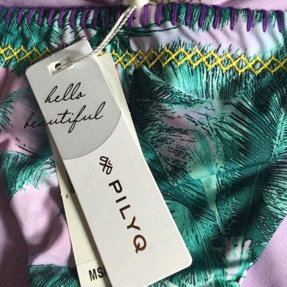 PilyQ Mai Tai Stitched Reversible Full Bikini Bottom Swimsuit Womens Medium NWT - Picture 3 of 10